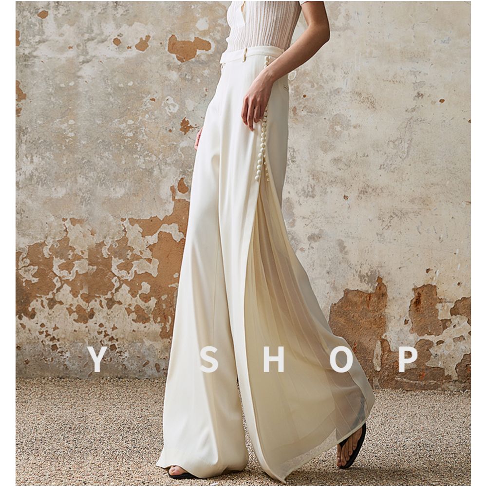 Wei Pu ShiRen s highly recommended light luxury vinegar splicing pleated elegant temperament wide leg pants for women s personality trend image 3
