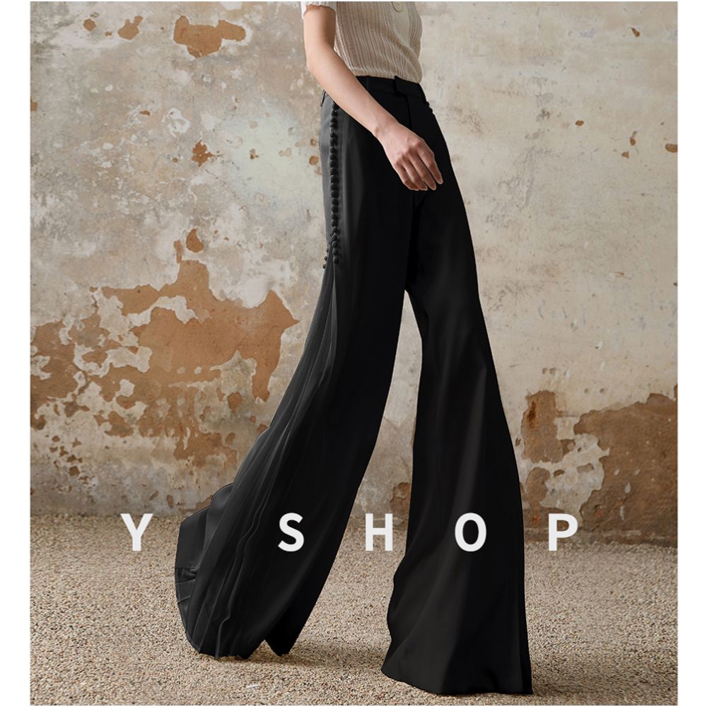 Wei Pu ShiRen s highly recommended light luxury vinegar splicing pleated elegant temperament wide leg pants for women s personality trend image 9
