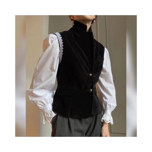 ASAYA5142 – Époque Velvet Vest & Victorian Lace Shirt 🖤✨