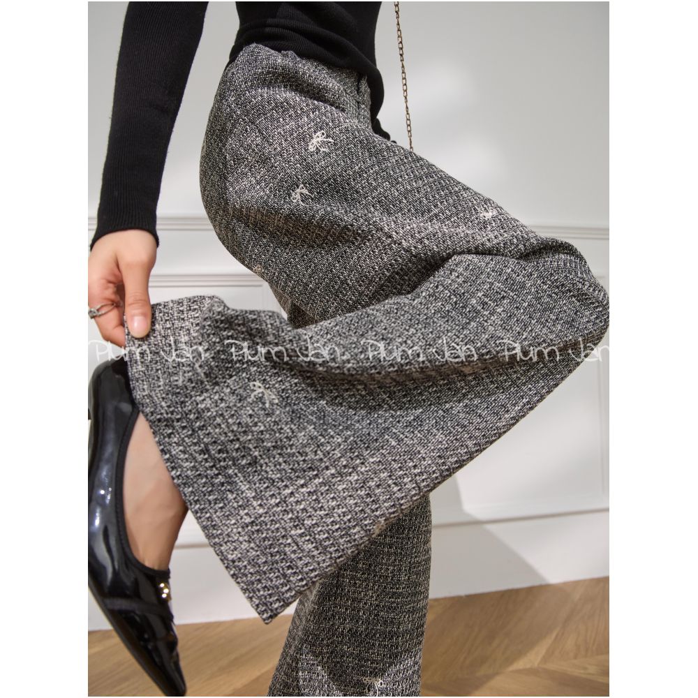 ASAYA5154 – Parisian Tweed Wide Pants 🖤🩶