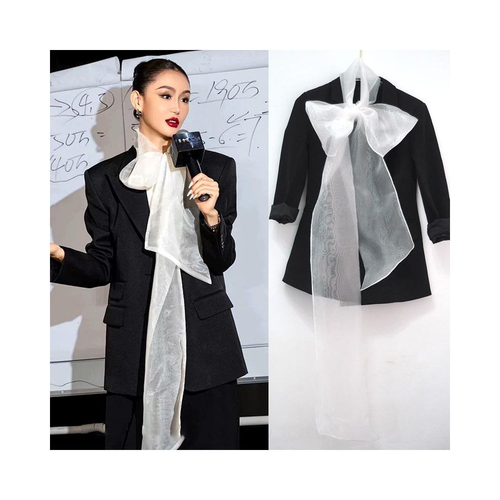 Sweet organza bow shaped decorative long scarf 2025 new internet celebrity temperament style 3 meter bow ribbon image 0