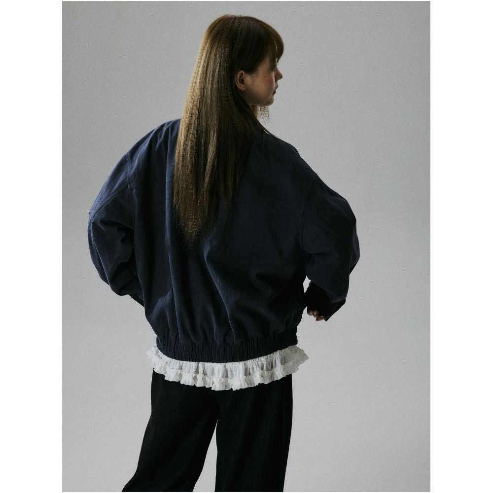 LOST FOREST Lazy Holiday Sweet Girlish Casual Lace Single Layer Cotton Jacket with Ruffled Trim image 2