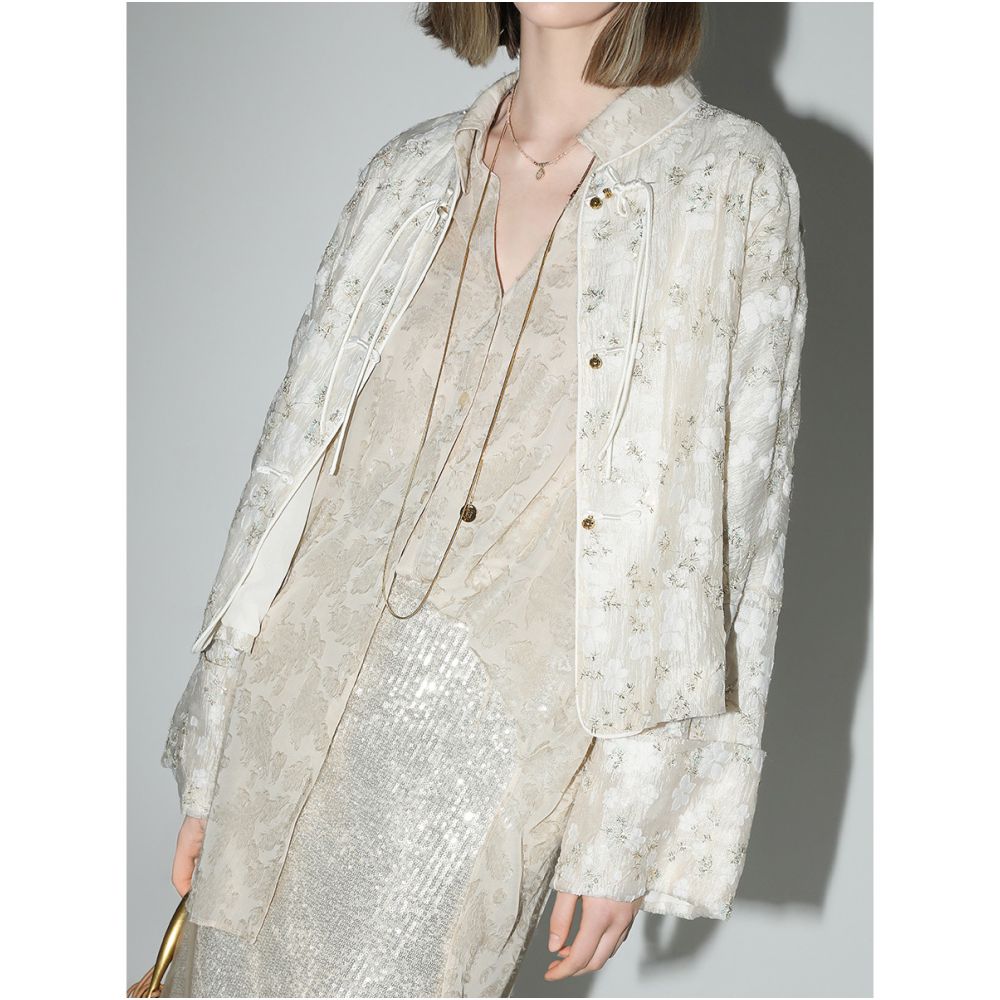 3 pieces of COCOBELLA new Chinese style three dimensional embroidery jacquard suit with Chinese style buckle jacket SC7009 50 off image 5