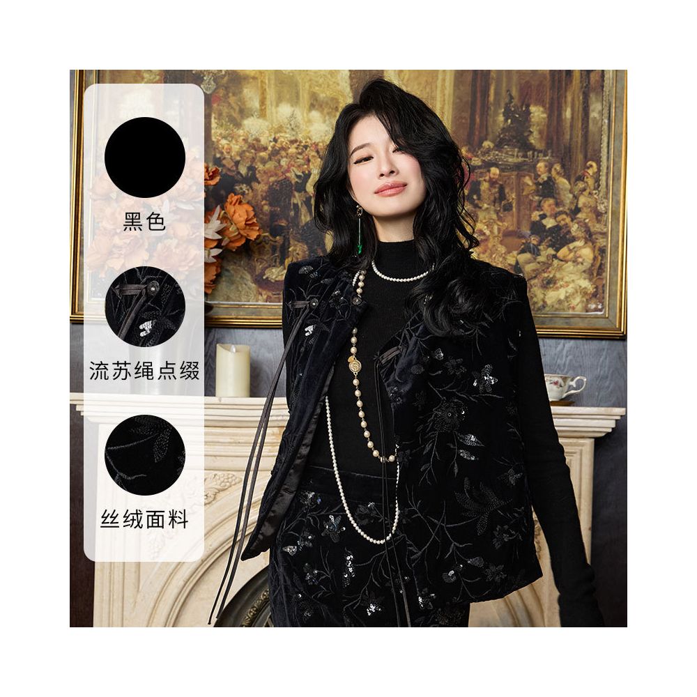HSSNFZ New Chinese Style Velvet Vest Spring 2025 New Arrival Heavy Embroidery High End Feel Versatile image 7