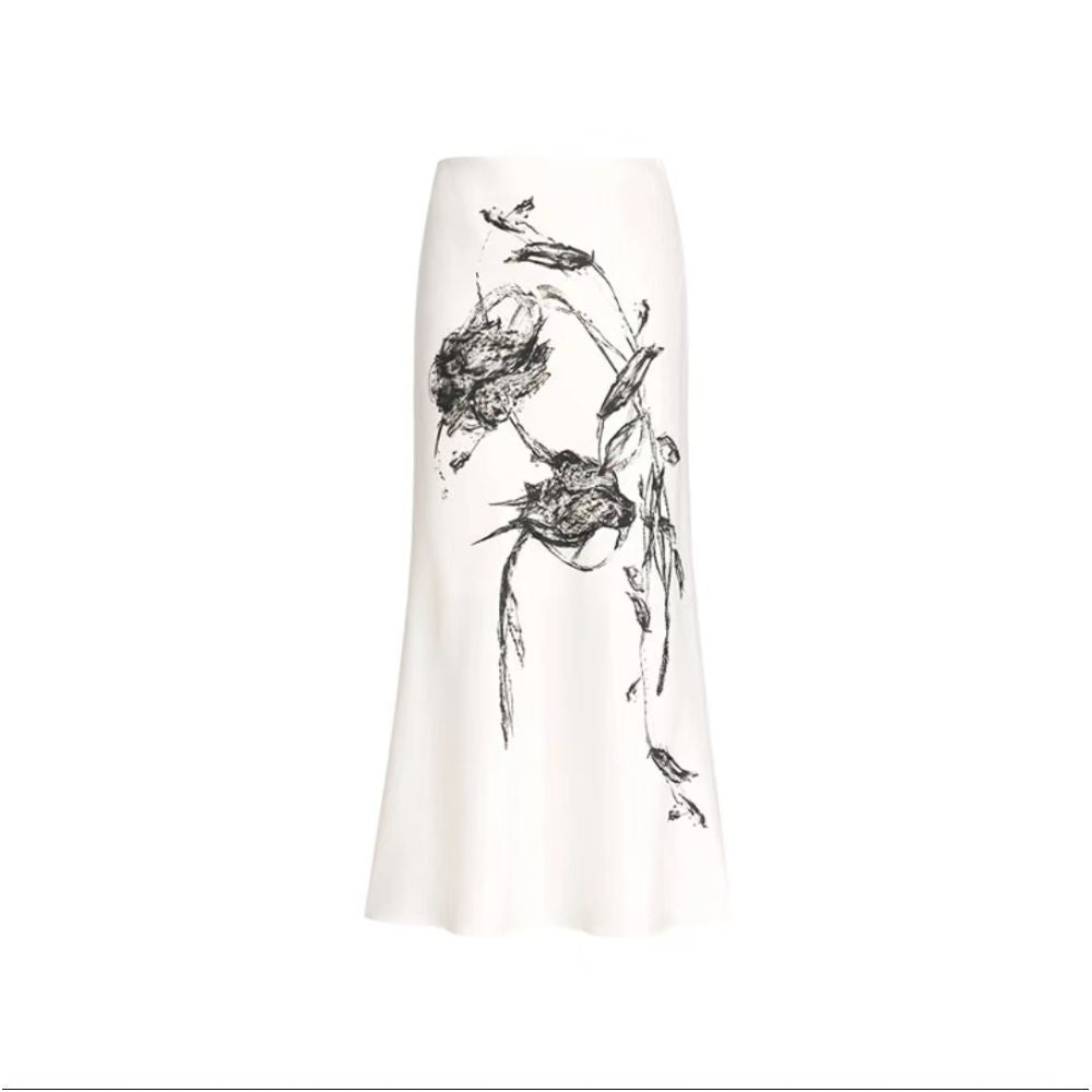 Same style as in shopping malls Zhu Jia 2025 Winter Black Satin Floral Pattern Loose Straight Satin Shirt Top image 10