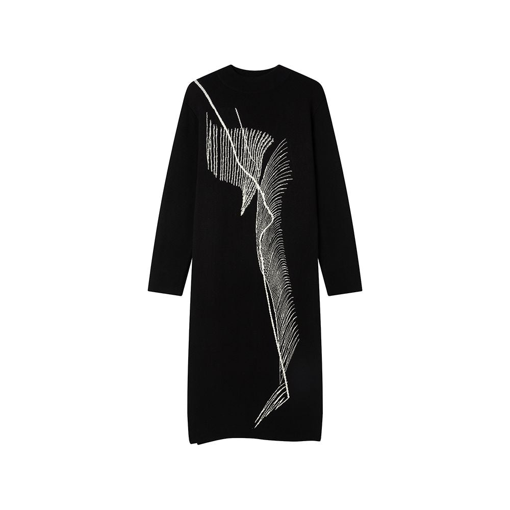 JfYanYan Suspended Sea Black Loose Knitted Dress Women s Hairy Dress Autumn Winter Long Look Slimming Long Dress image 7