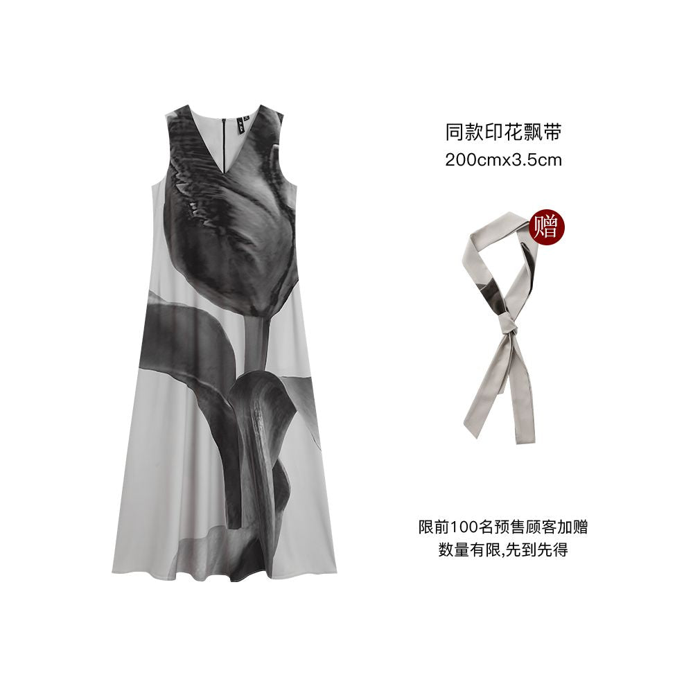 The Middle Ink Printed Shirt Half Skirt Set Medium Long Women s Summer Loose Two Piece Set with Ruffle Edges image 9