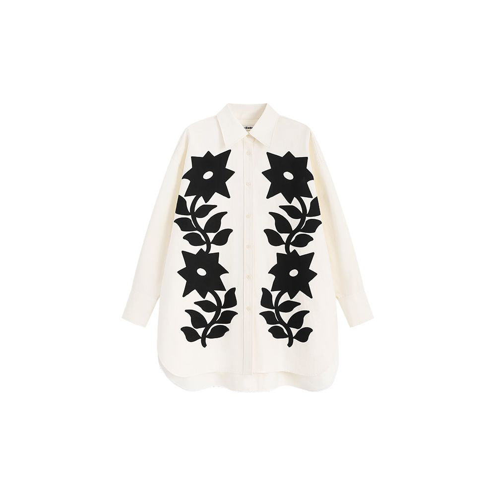 The Middle Celebrity Same Style Print Printed Long sleeved Shirt Artistic High end Stacked Pants and Skirts Set image 5