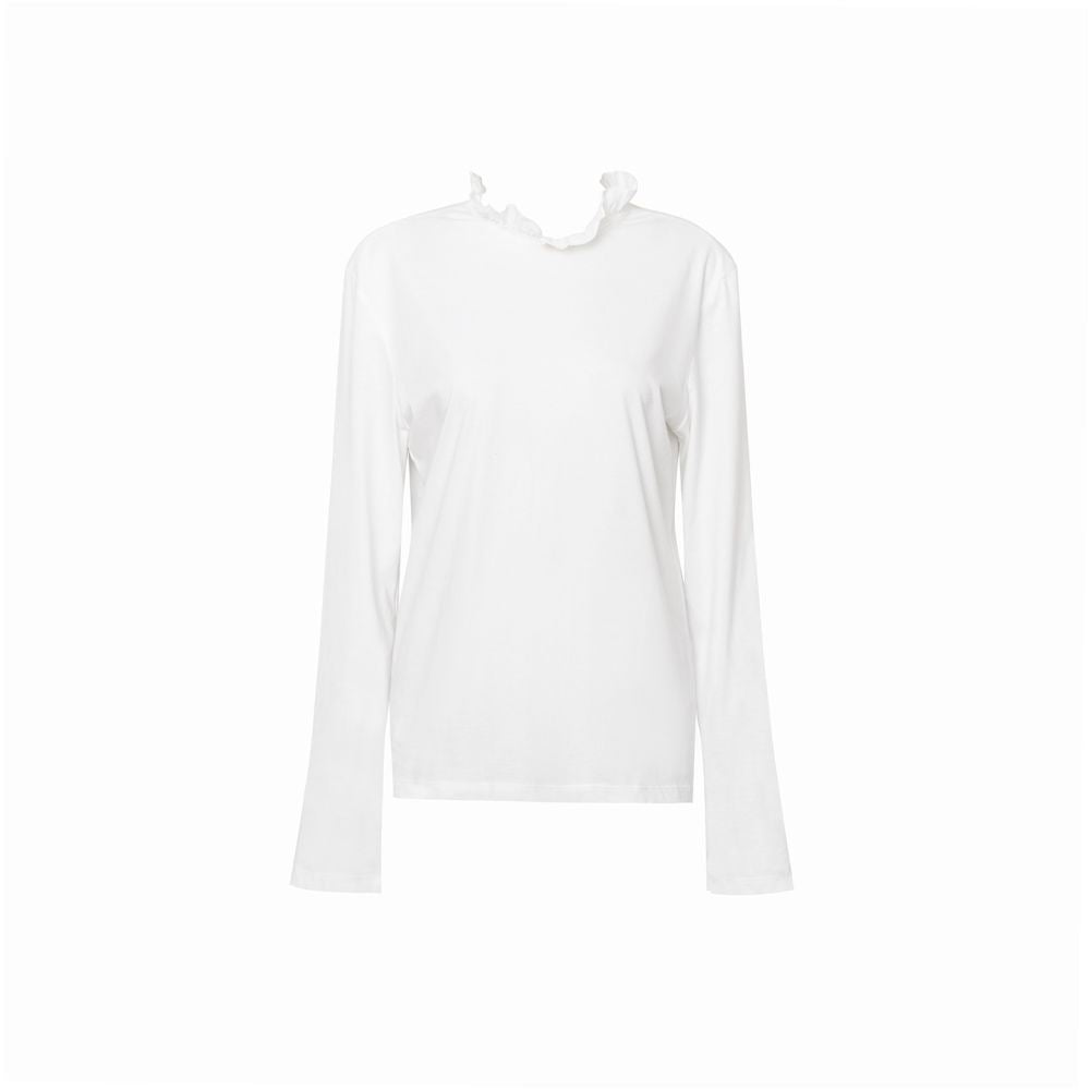 TOP Home Two Wear Multi Match French Retro Romantic Style Black Ear Lace Collar Pure White Horse Cotton Long Sleeve T shirt image 11