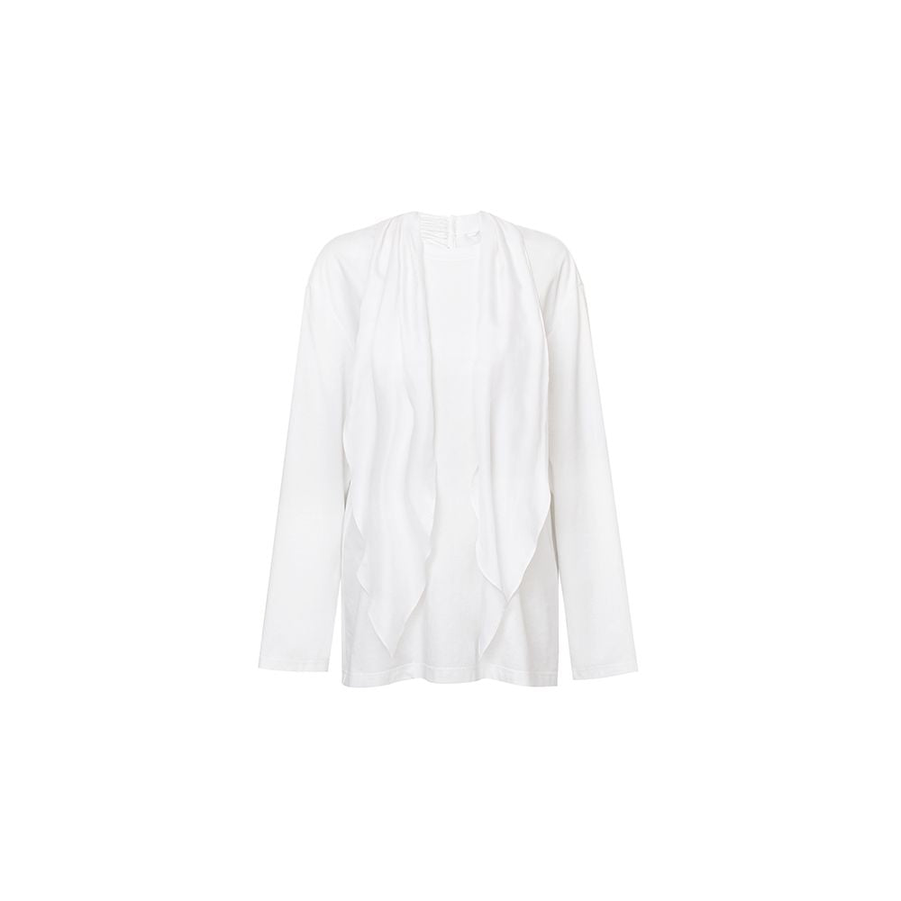 TOP lazy romantic French retro niche design ribbon ribbed round neck loose long sleeved scarf T shirt image 13