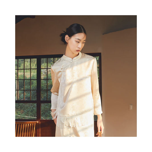 ASAYA5255 – Golden Fringe Jacquard Set ✨🌙
