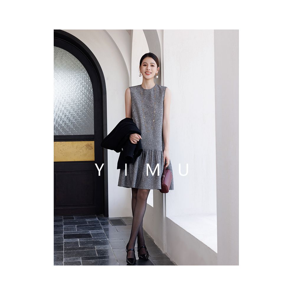 Autumn dress women s new style light luxury high end feeling 2024 new gray small fragrant French box style temperament skirt image 7