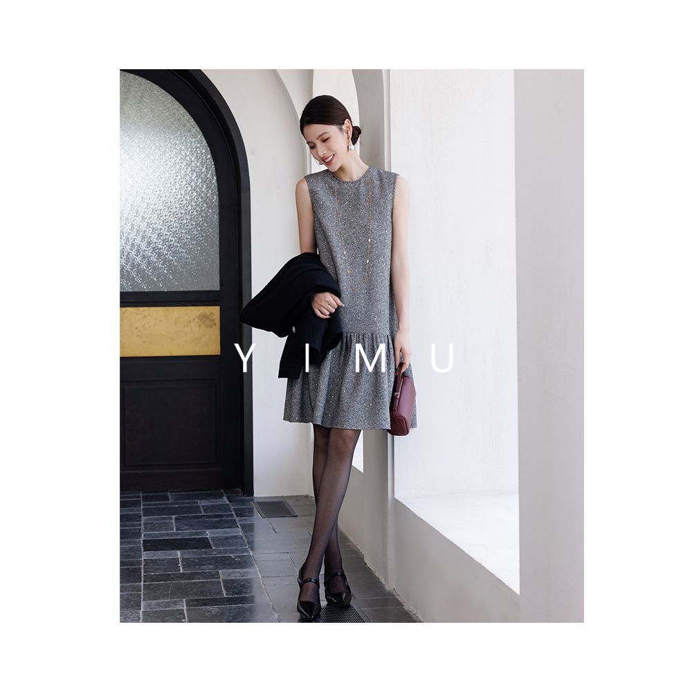 Autumn dress women s new style light luxury high end feeling 2024 new gray small fragrant French box style temperament skirt image 13