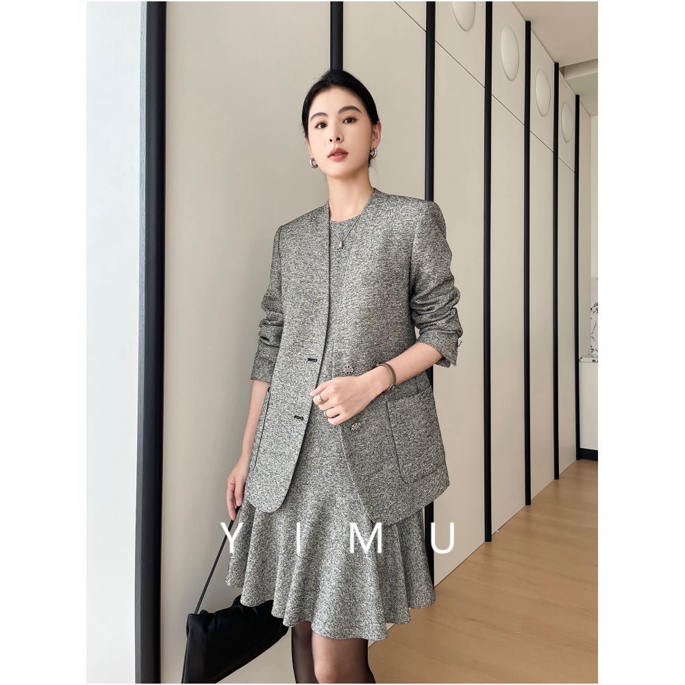 ASAYA5262 – Paris Grey Tweed Elegance Set ✨🌫️