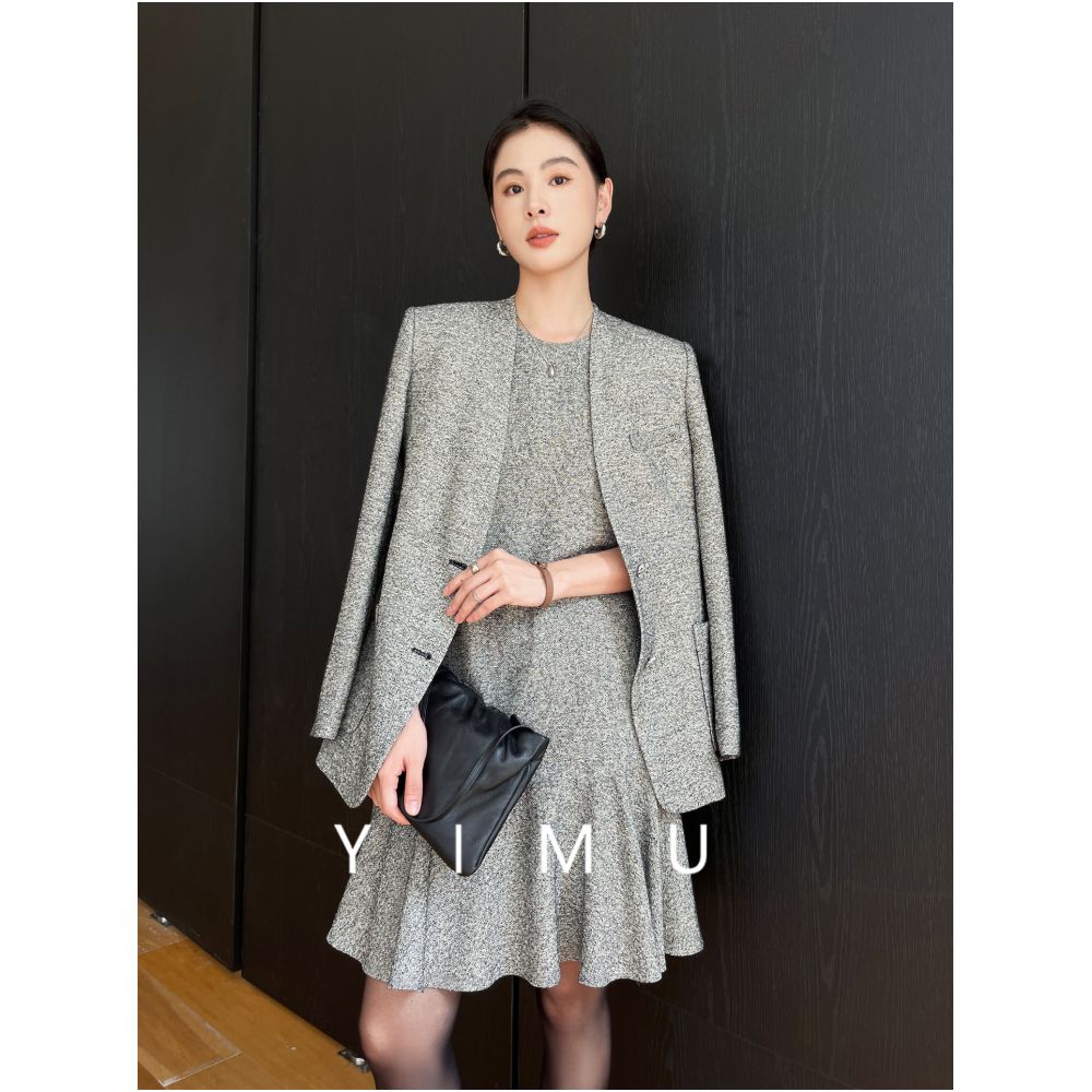 ASAYA5262 – Paris Grey Tweed Elegance Set ✨🌫️