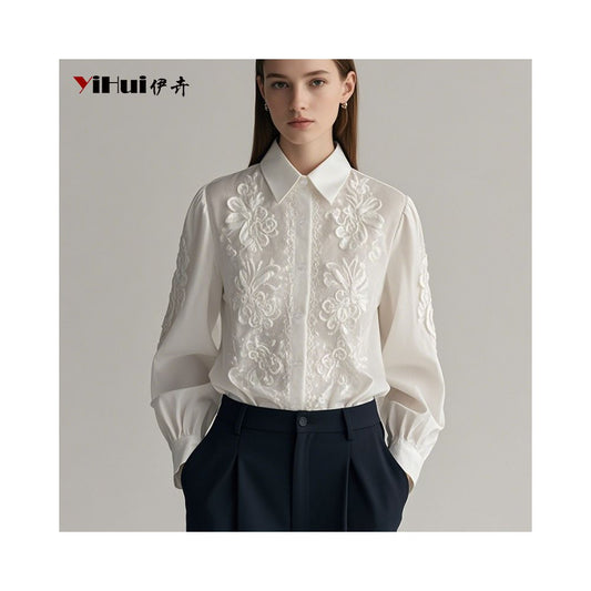 ASAYA5263 – White Fleur Embroidered Blouse 🤍✨