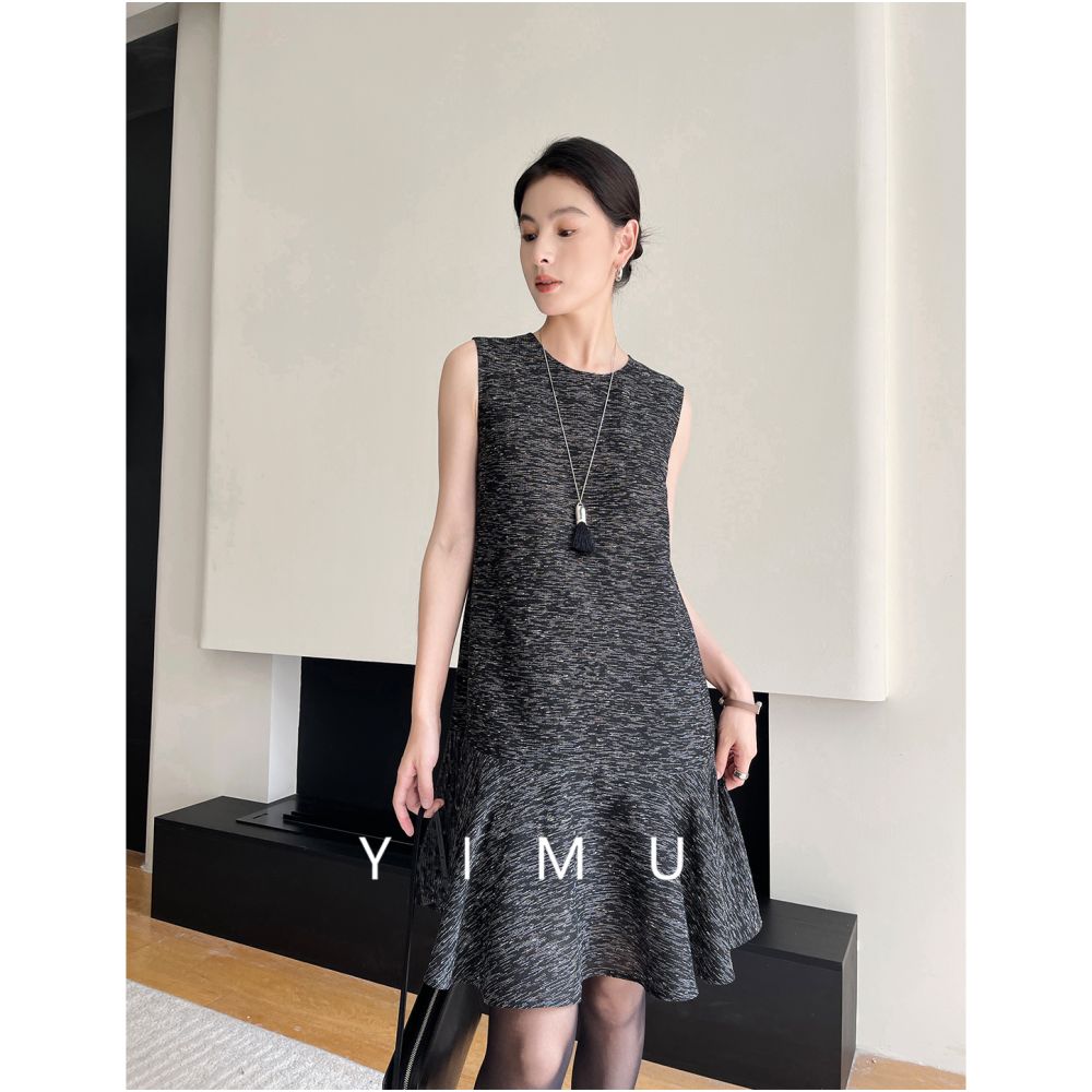 ASAYA5264 – Midnight Ripple Elegance Dress 🖤✨