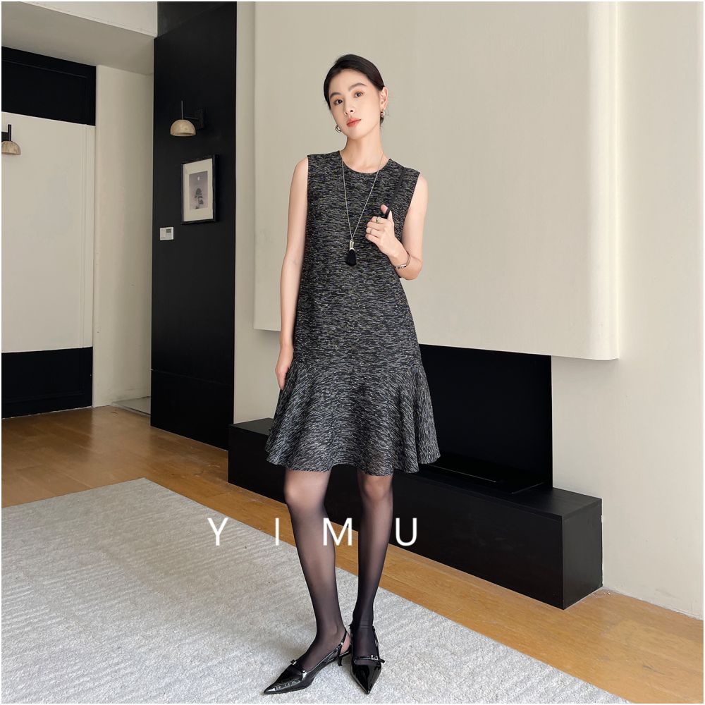 YIMU dress for women covering the belly to make them look slim luxurious and high end 2025 new autumn and winter small fragrance French style dress image 12