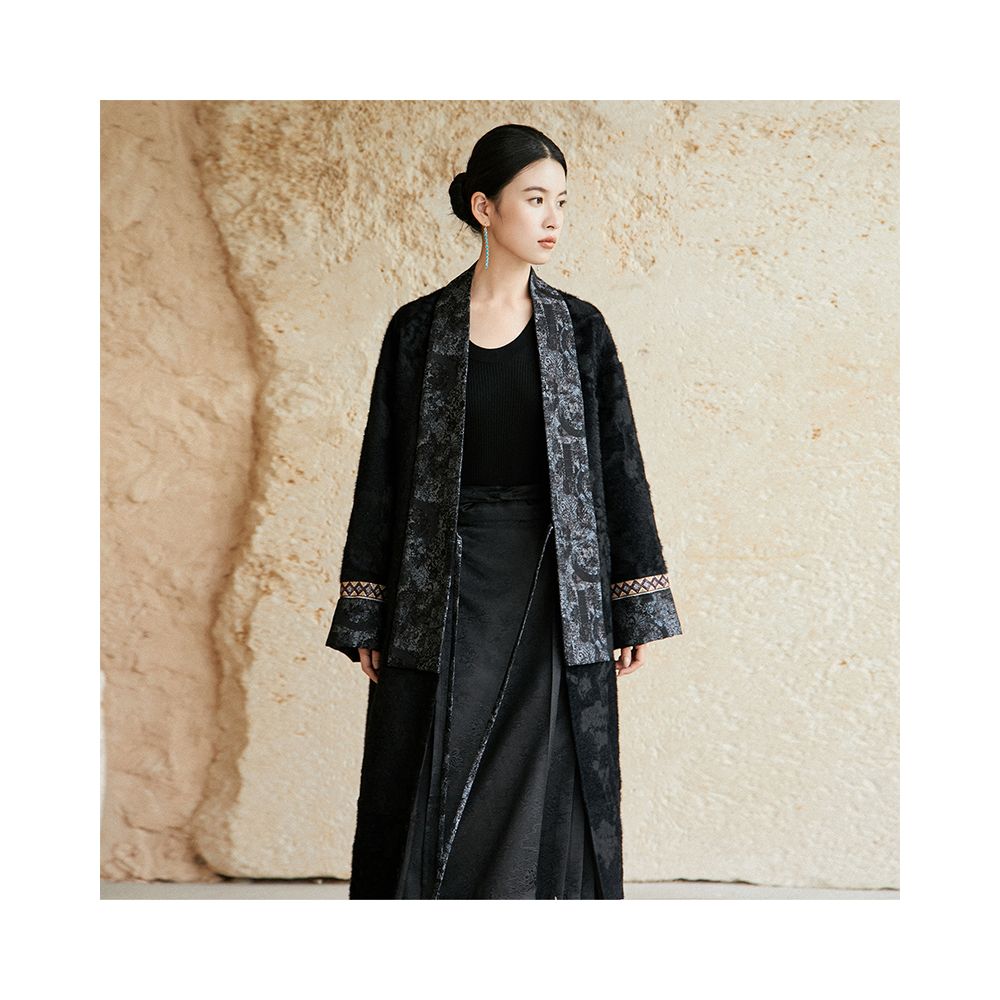 Anytime Qichen Badayun Patchwork Fabric New Chinese Ethnic Style Wool Jacquard Coat for Women image 7