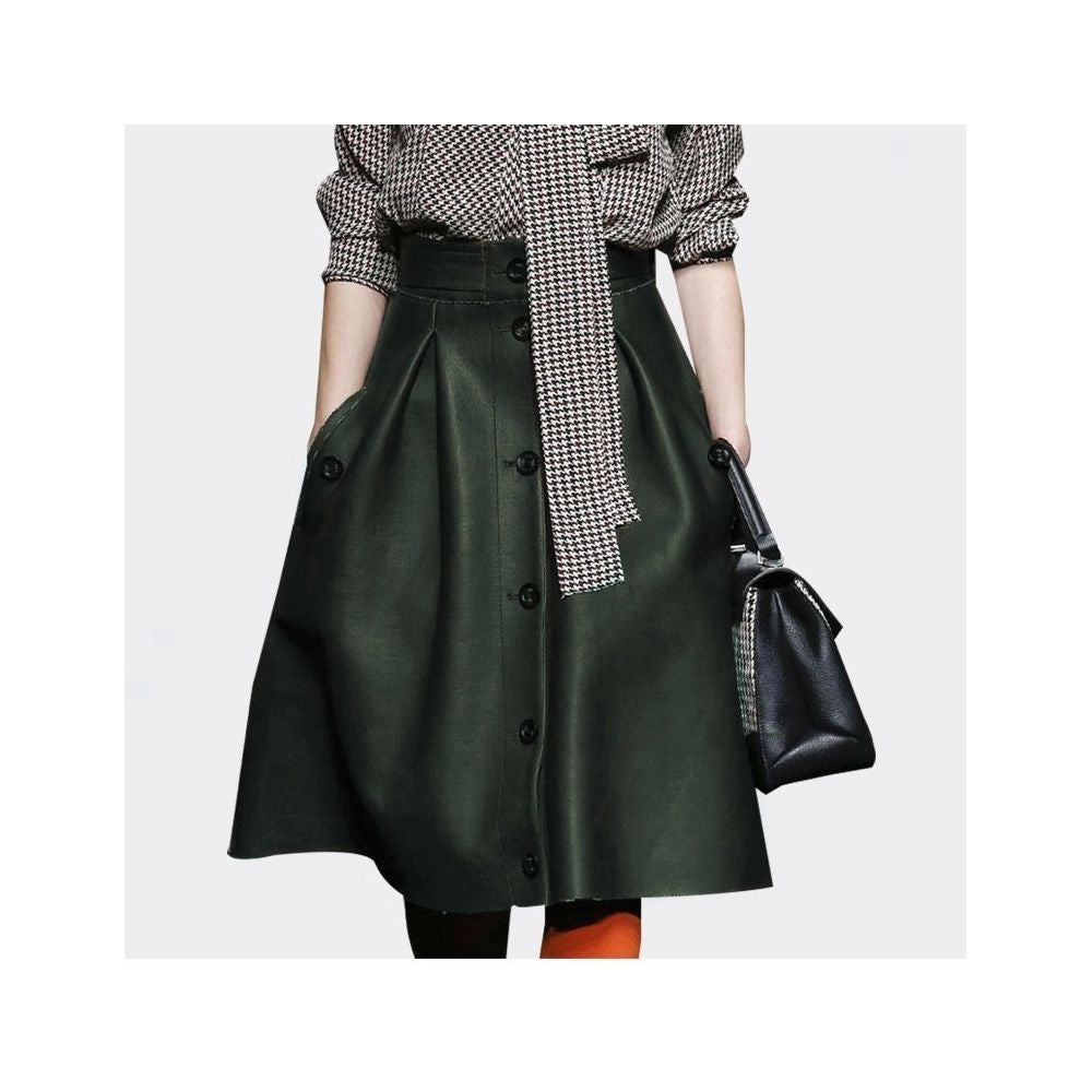 Fashion Set New Women s Bow Thousand Bird Checkered Shirt Women s Long Sleeve Shirt European Top Leather Skirt Two Piece Set image 10