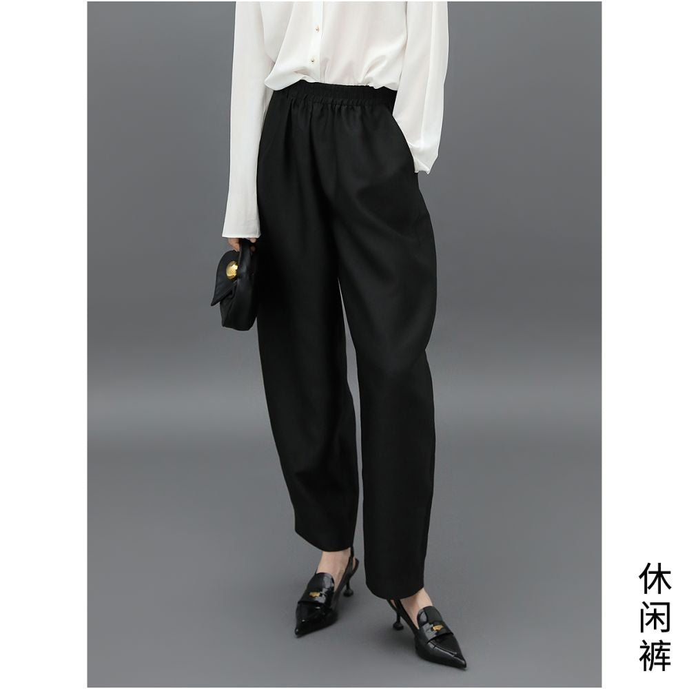 3 pieces 50 off COCOBELLA workplace commuting black trousers women s silk light quality wide elastic pipe pants PA547 image 5
