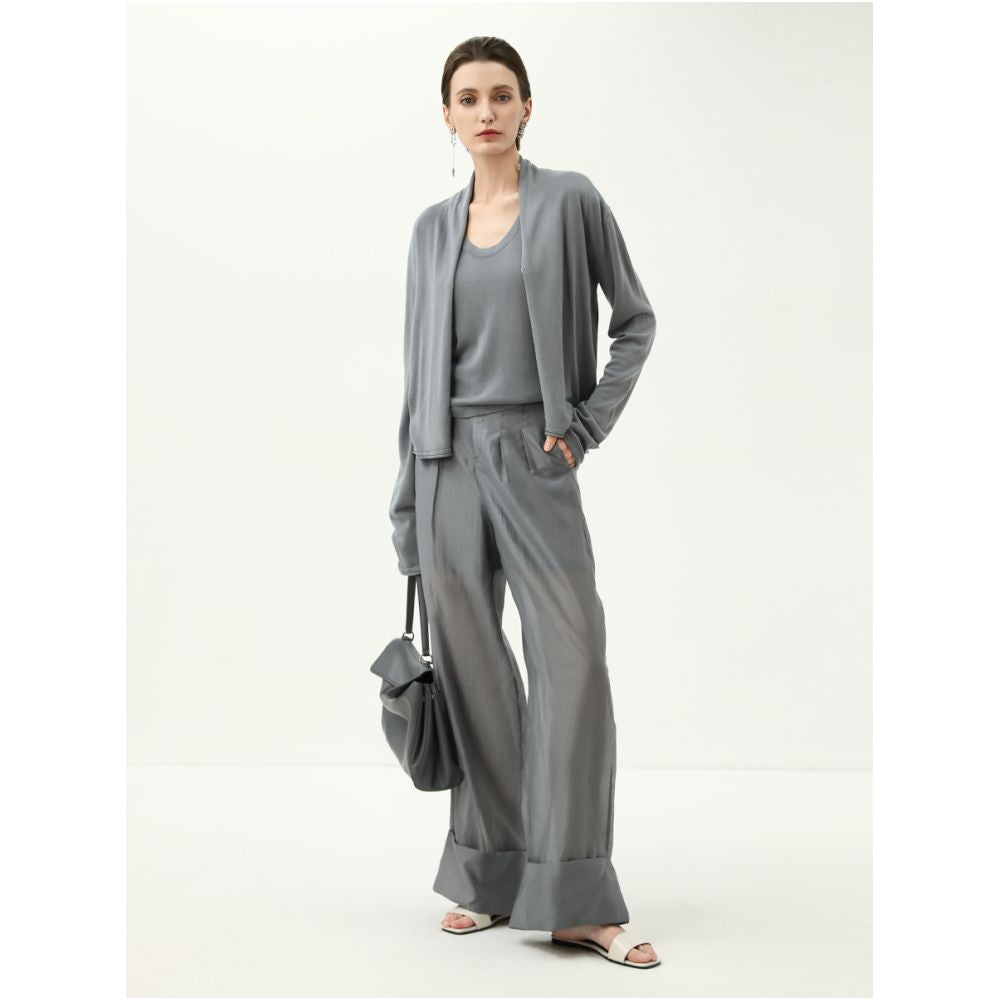 3 pieces 50 off COCOBELLA silk textured Lyocell pleated trousers for women straight leg wide leg pants PA7022 image 3