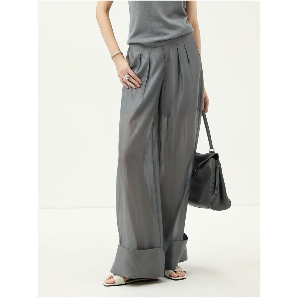 3 pieces 50 off COCOBELLA silk textured Lyocell pleated trousers for women straight leg wide leg pants PA7022 image 5