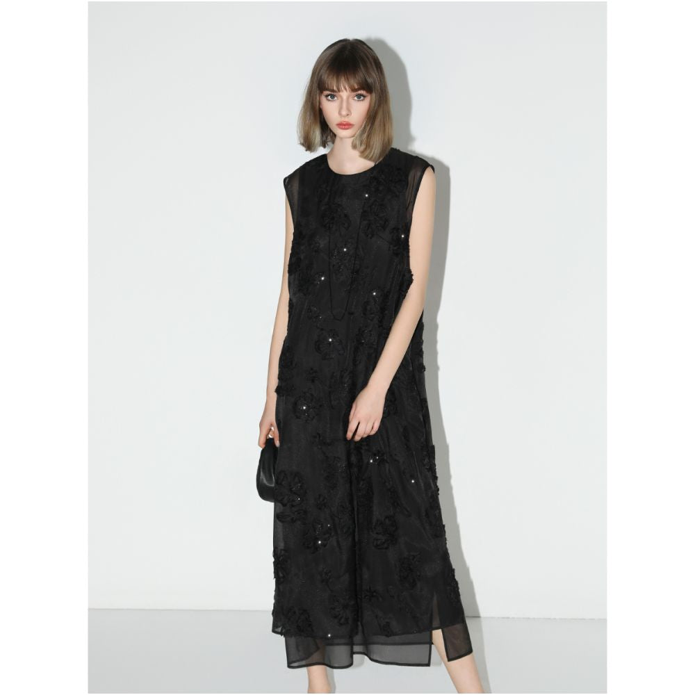 ASAYA5291 – Midnight Bloom Embellished Dress ✨🌙