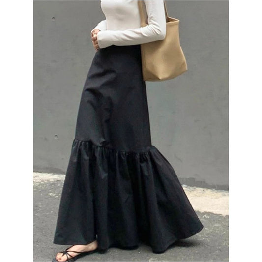 ASAYA5312 – Noir Flounce Maxi Skirt 🖤✨