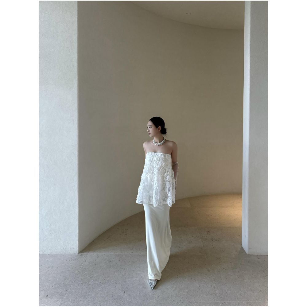 1S Texture Jacquard Skirt Set Art Atmosphere View Exhibition Birthday Toast Vacation Photo Evening Dress image 5