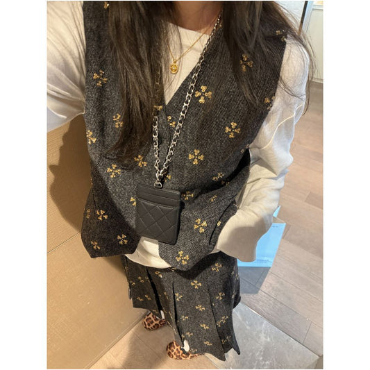 ASAYA5324 – Midnight Fleur Tweed Set 🌙✨