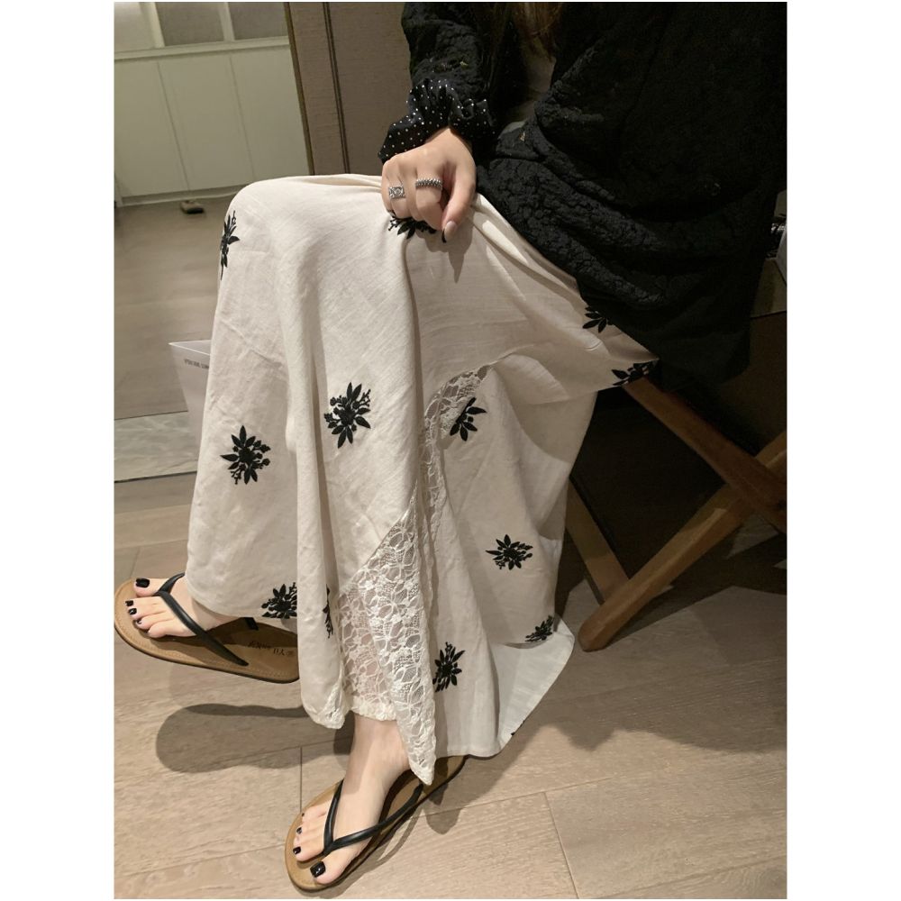 ASAYA5325 – Bloom Lace-Embroidered Maxi Skirt ✨🌿