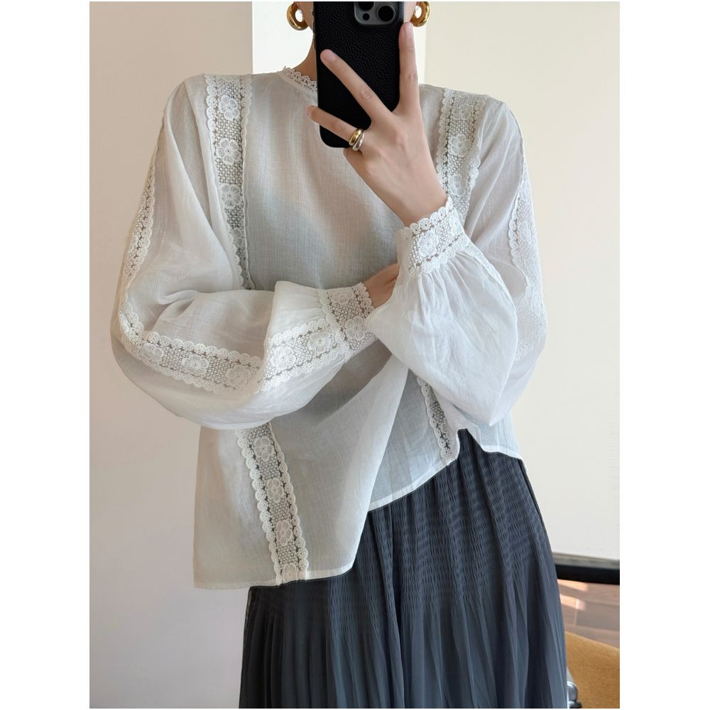 ASAYA5392 – Vintage Lace Dream Blouse 🤍✨