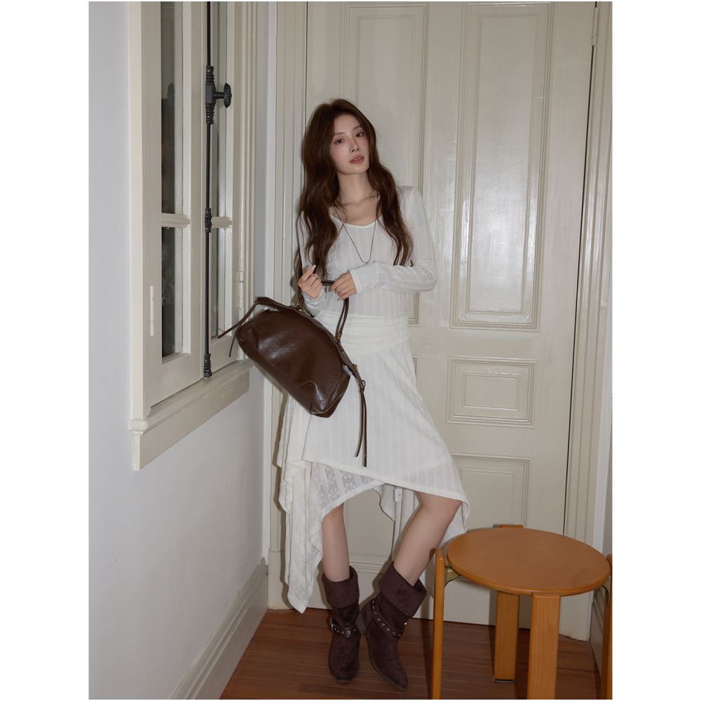 ASAYA5439 – Cloud Soft Asymmetric Dress 🤍☁️