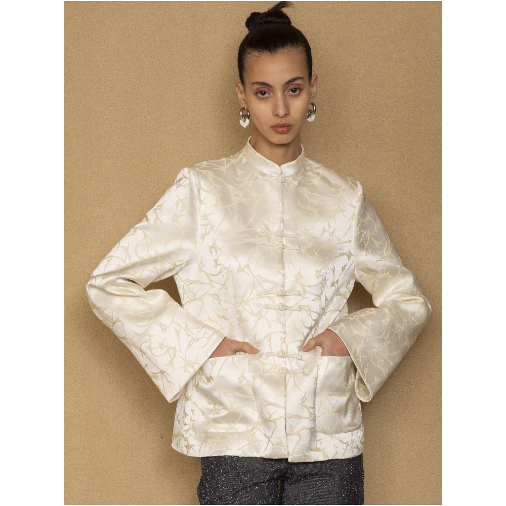 ASAYA5482 – Ivory Blossom Mandarin Jacket 🤍🌿