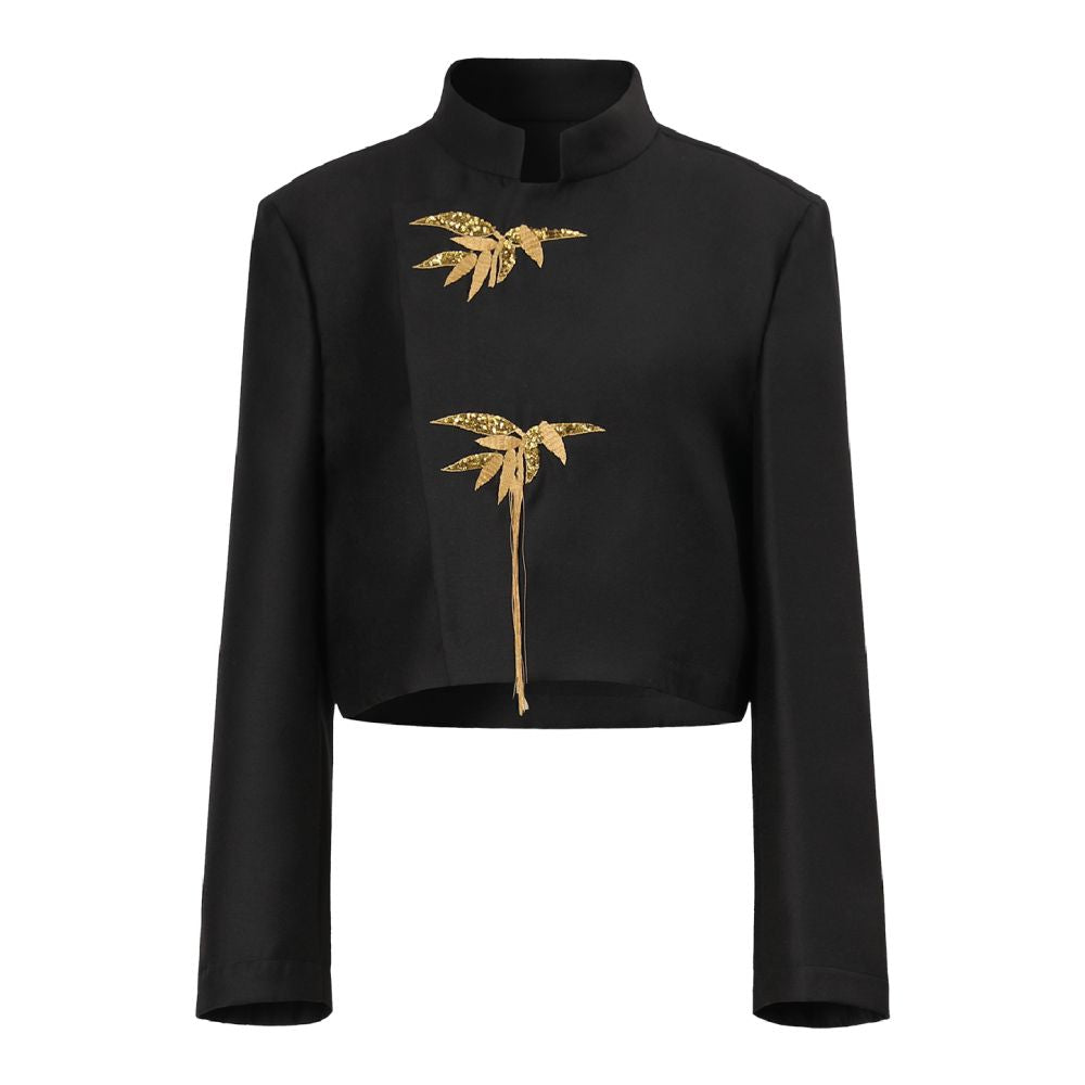ASAYA5501 – Golden Crane Cropped Jacket ✨🖤