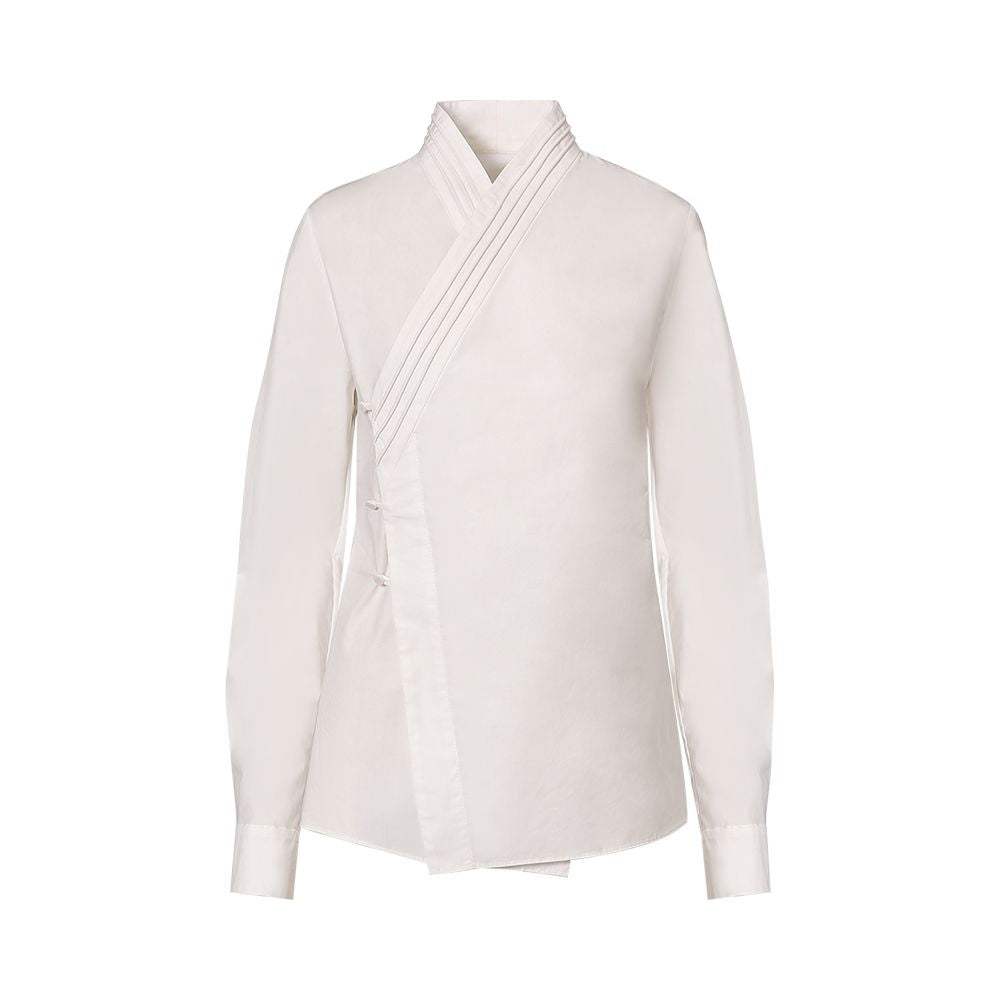 ASAYA5503 – Modern Cross-Front Cotton Shirt 🖤🤍