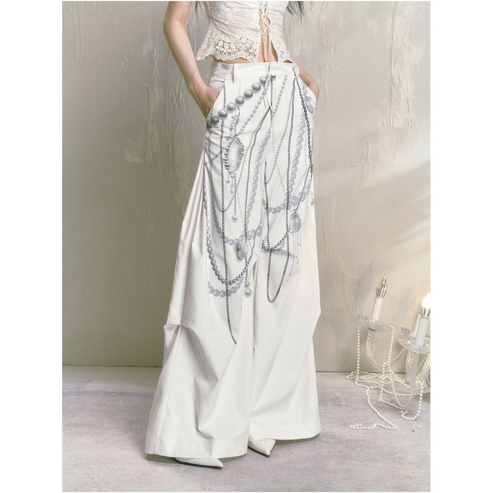 SALTHe Salt Tea Lost Island Original Design Loose Printed Wide Leg Pants Atmosphere Casual Pants for Women image 1