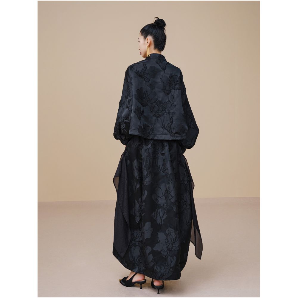 Jiqiuguer Flower Full Jacquard Half Skirt Senior Designer s Original Commuting Style Romantic Retro New Chinese Style image 3