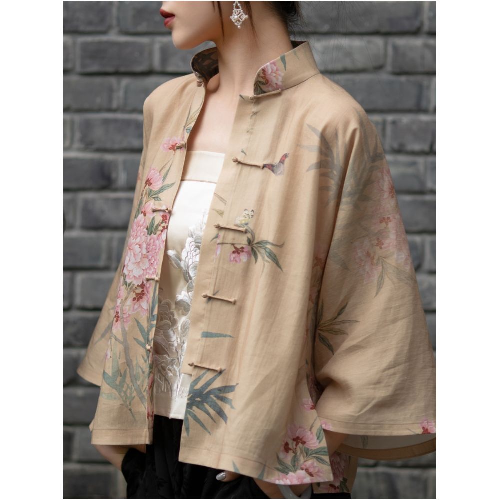 Autumn Moon Dew One City Wind Plush Silk Heavy Industry Embroidery Retro Chinese Han Elements National Style Interior Strap Top image 1