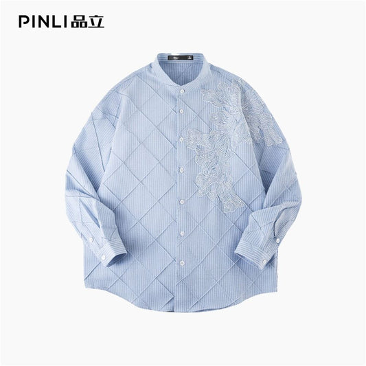 ASAYAHomme1511 – Azure Textured Embroidery Shirt 💎✨