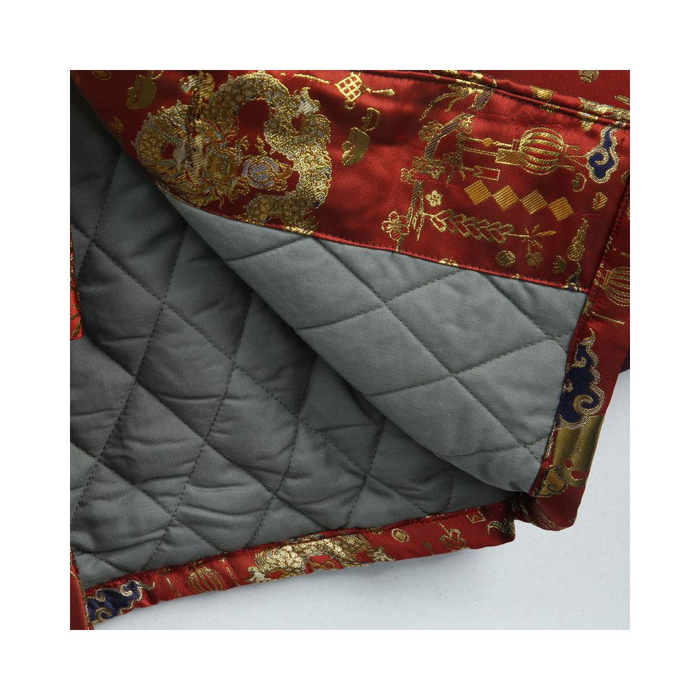 Winter Tang style men s Chinese style improved retro standing collar collar buttoned cotton jacket hot pressed golden dragon pattern printed cotton jacket men s cotton jacket image 2