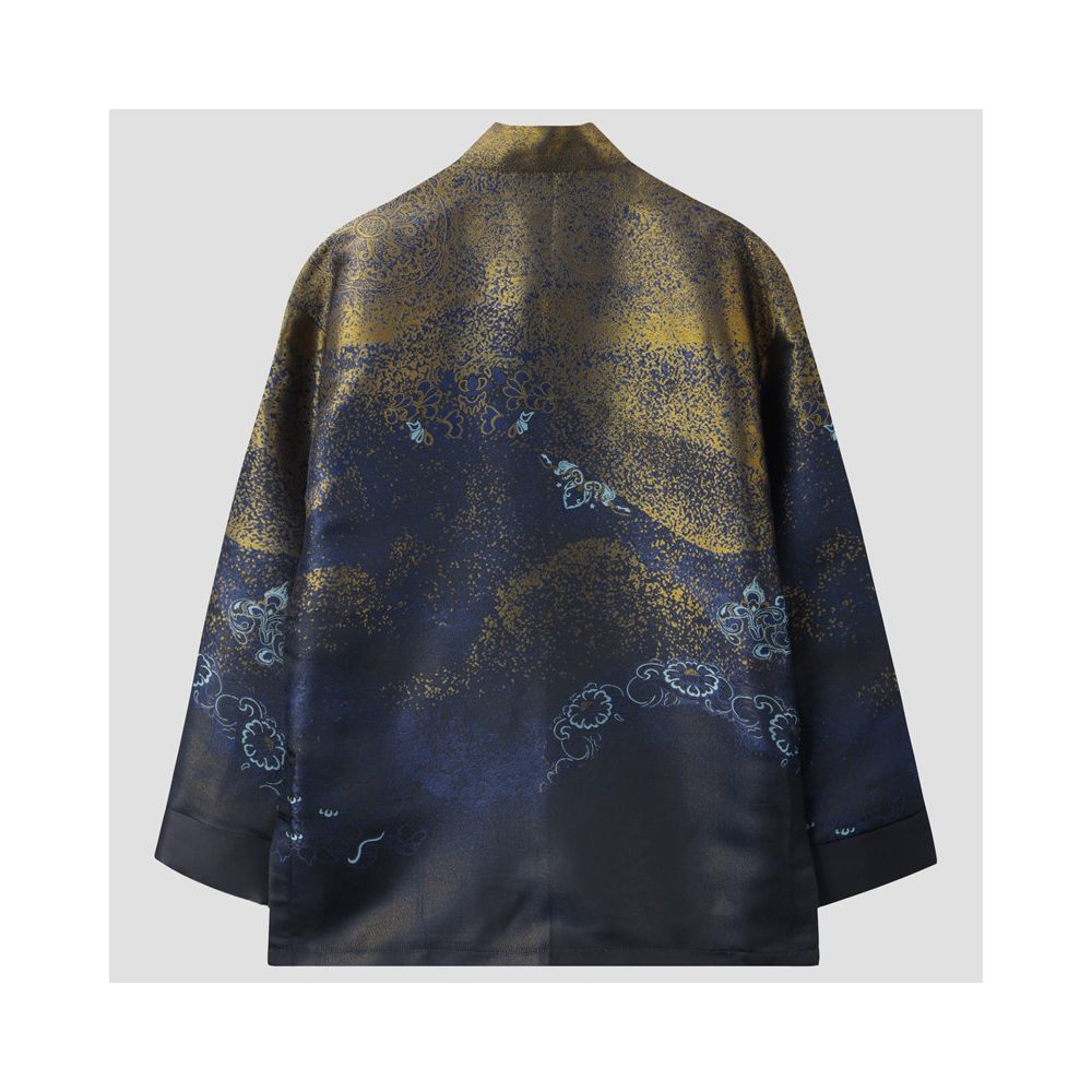 Tang style men s spring and autumn Chinese style retro modified disco collar top gilded jacquard China Chic coat image 4