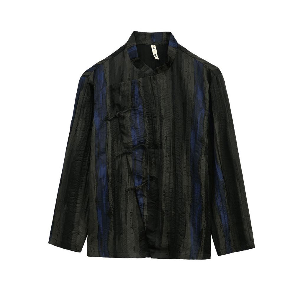 Autumn Chinese men s standing collar shirt men s Chinese style retro improved men s Tang style retro style slanted placket top image 0