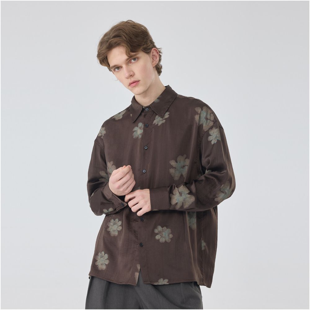 ASAYAHOMME1532 – Midnight Bloom Shirt 🌑🌸