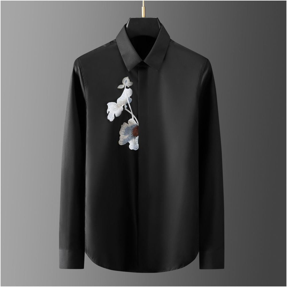 ASAYAHOMME1533 – Ink Blossom Shirt 🌸🖋️