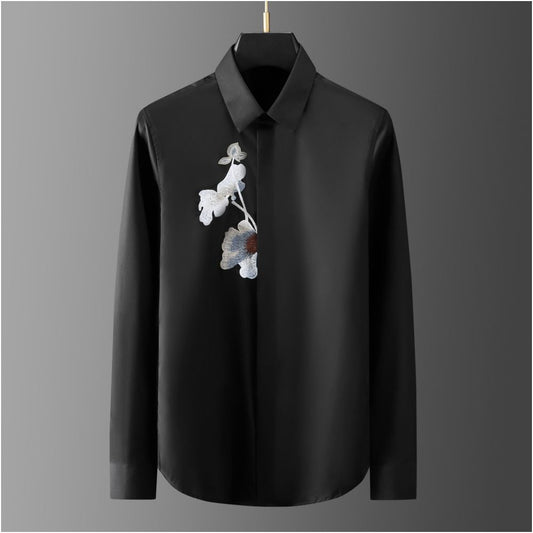 ASAYAHOMME1533 – Ink Blossom Shirt 🌸🖋️