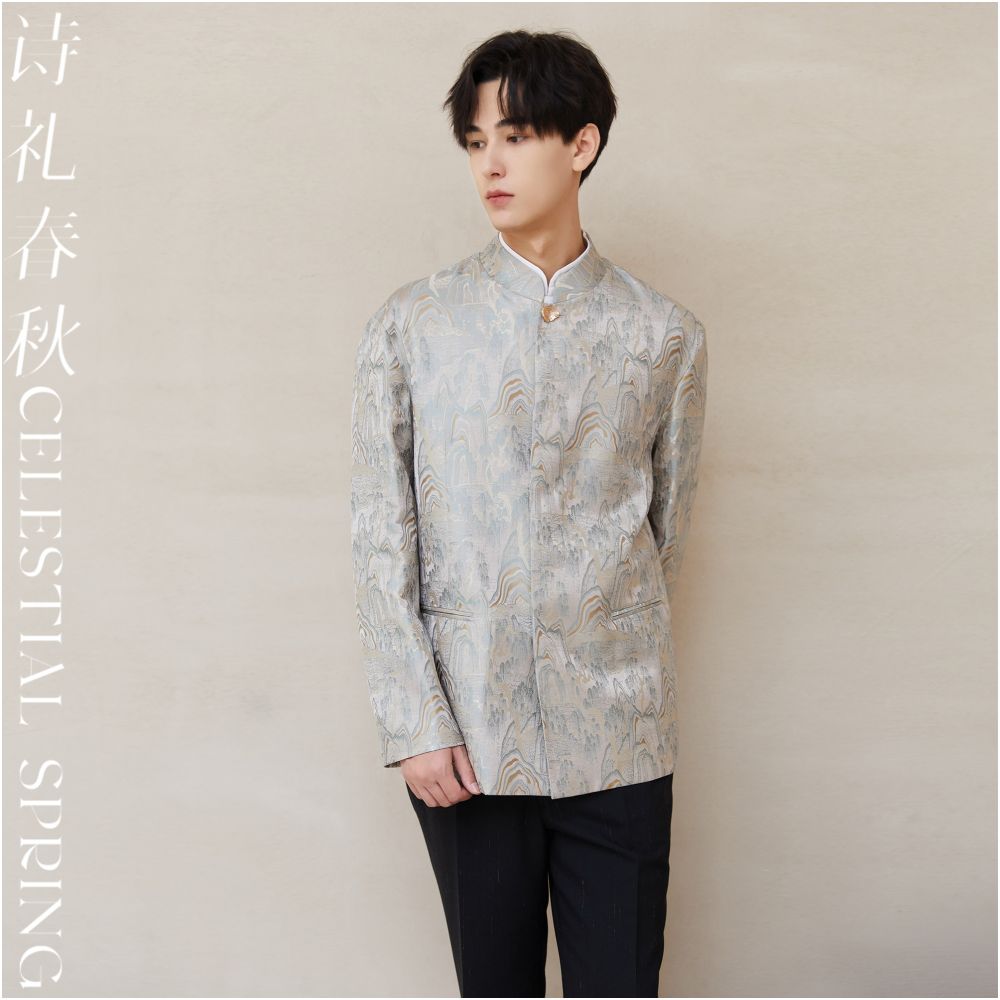 ASAYAHOMME1537 – Celestial Veil Jacquard Jacket ☁️✨