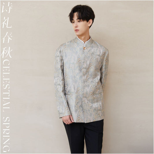 ASAYAHOMME1537 – Celestial Veil Jacquard Jacket ☁️✨