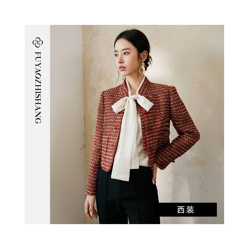 ASAYA5543 – Crimson Heritage Tweed Set ❤️✨